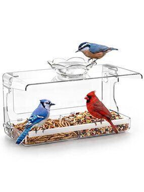 New Window Bird Feeder with Non-Marking Self-Adhesive Hooks